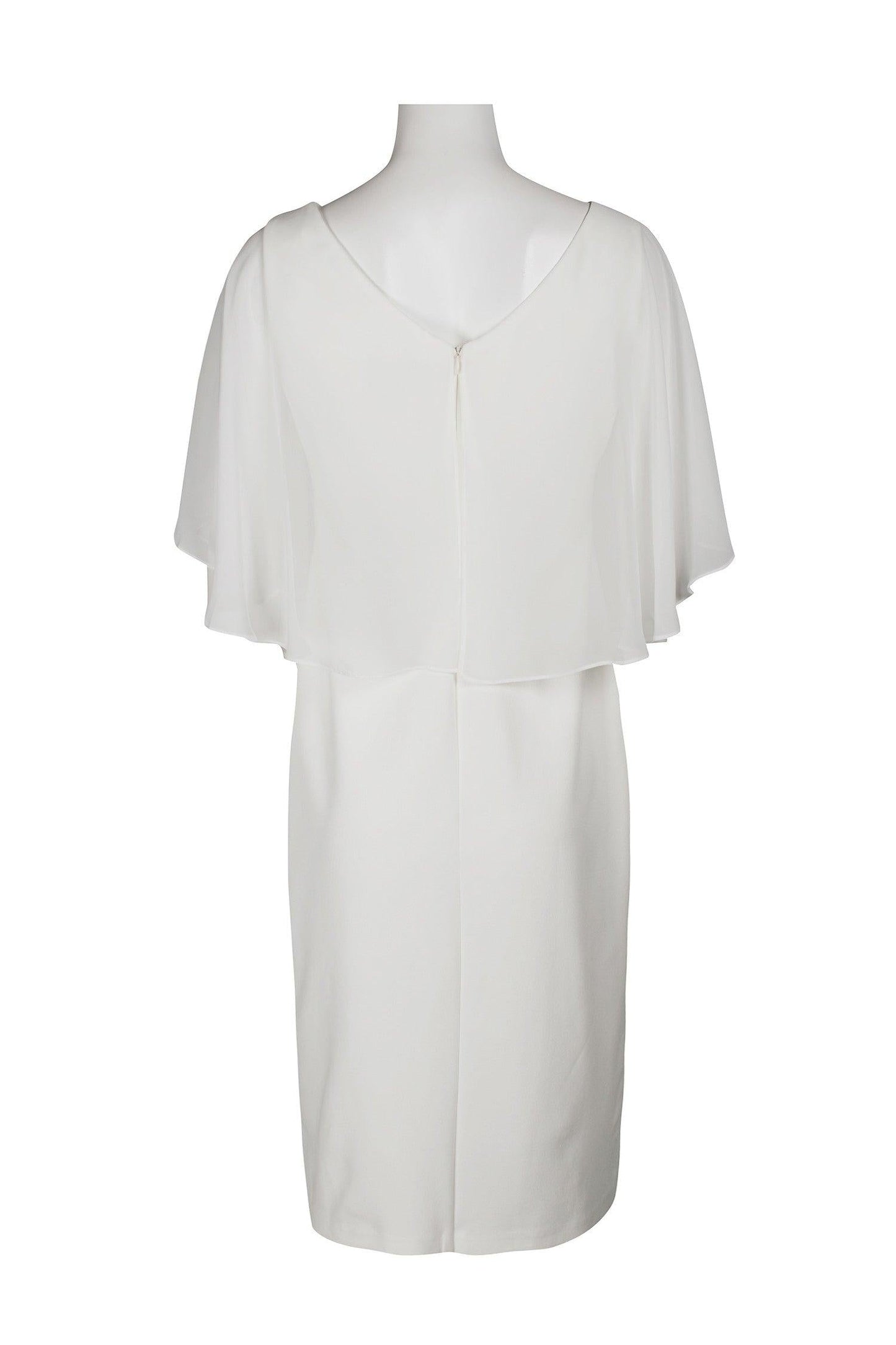 Connected Apparel Short Cape Sleeve Chiffon Dress - The Dress Outlet