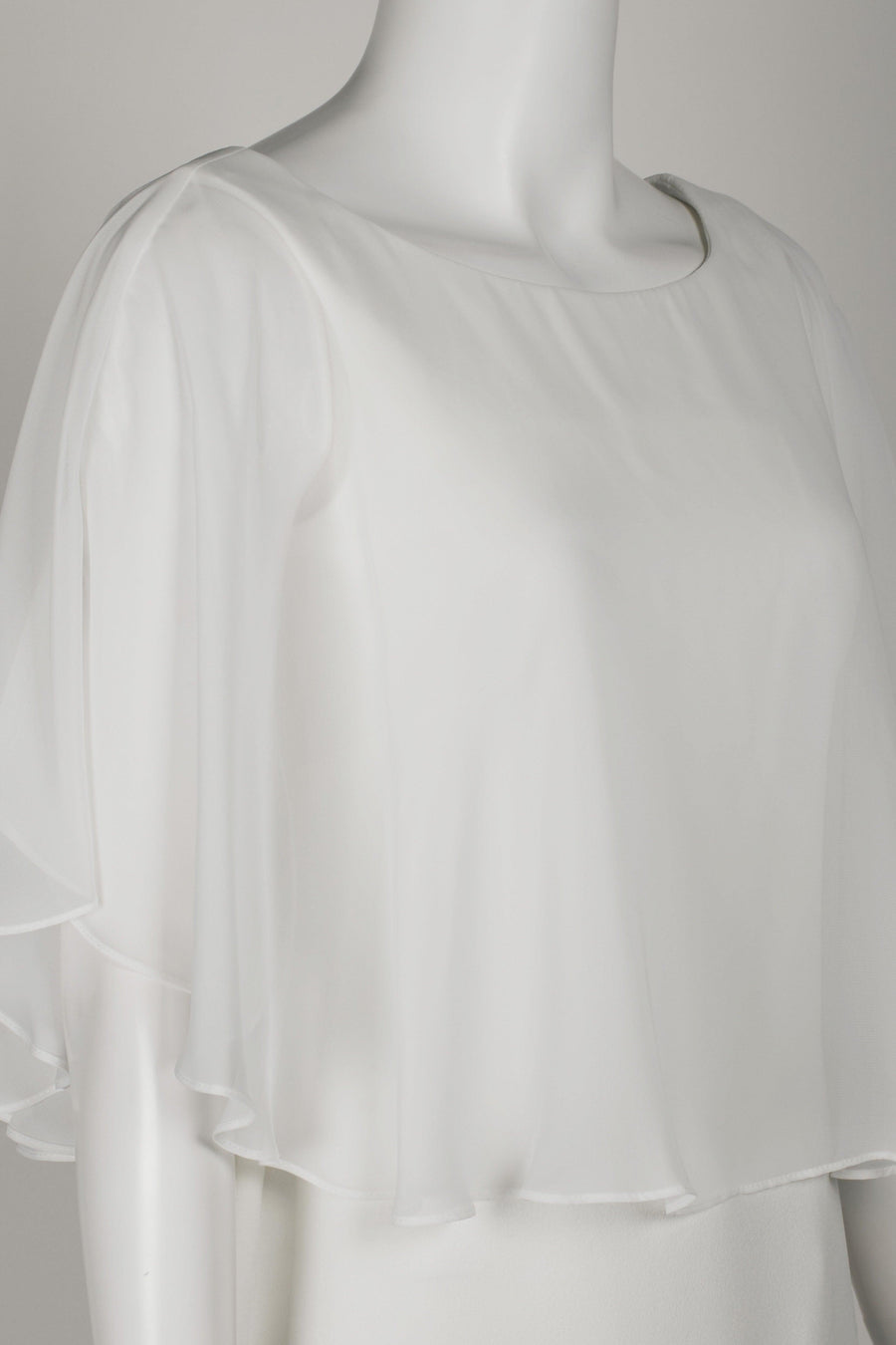 Connected Apparel Short Cape Sleeve Chiffon Dress - The Dress Outlet