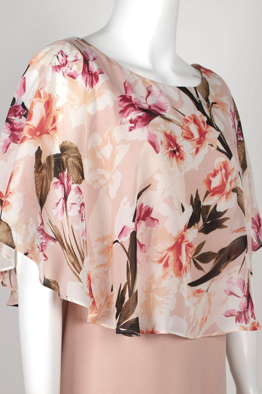 Connected Apparel Short Floral Print Chiffon Dress - The Dress Outlet