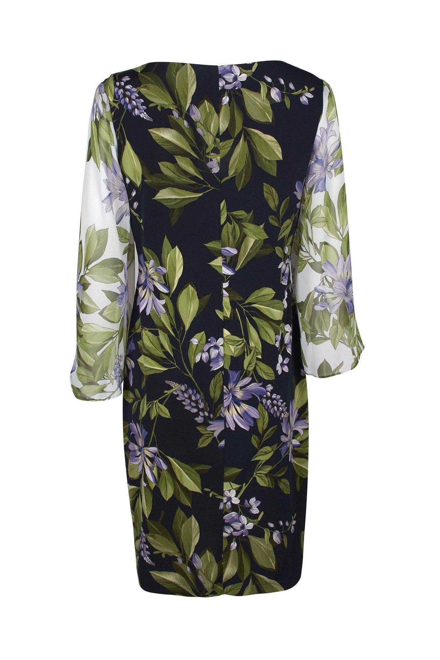 Connected Apparel Short 3/4 Sleeve Floral Dress - The Dress Outlet