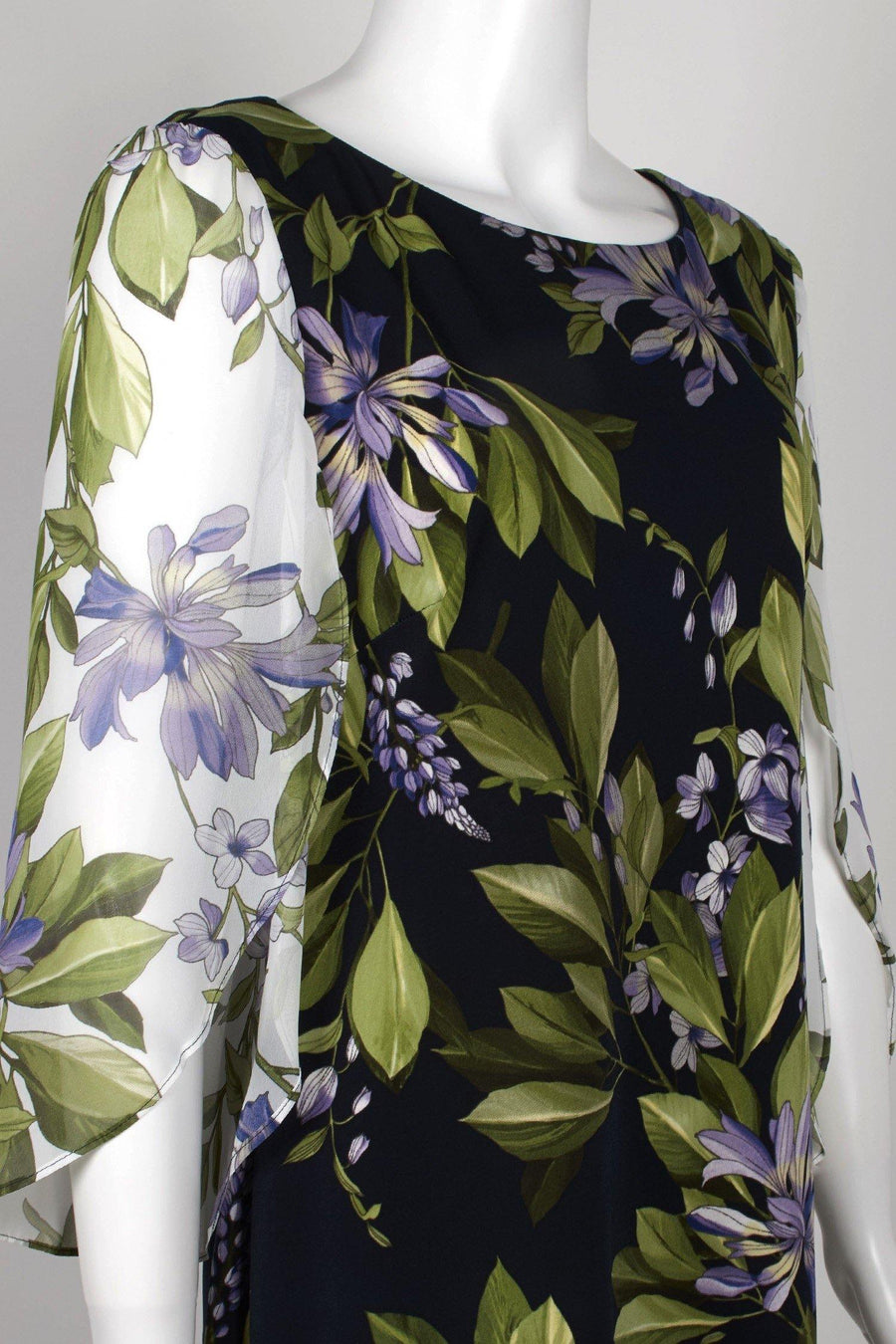 Connected Apparel Short 3/4 Sleeve Floral Dress - The Dress Outlet