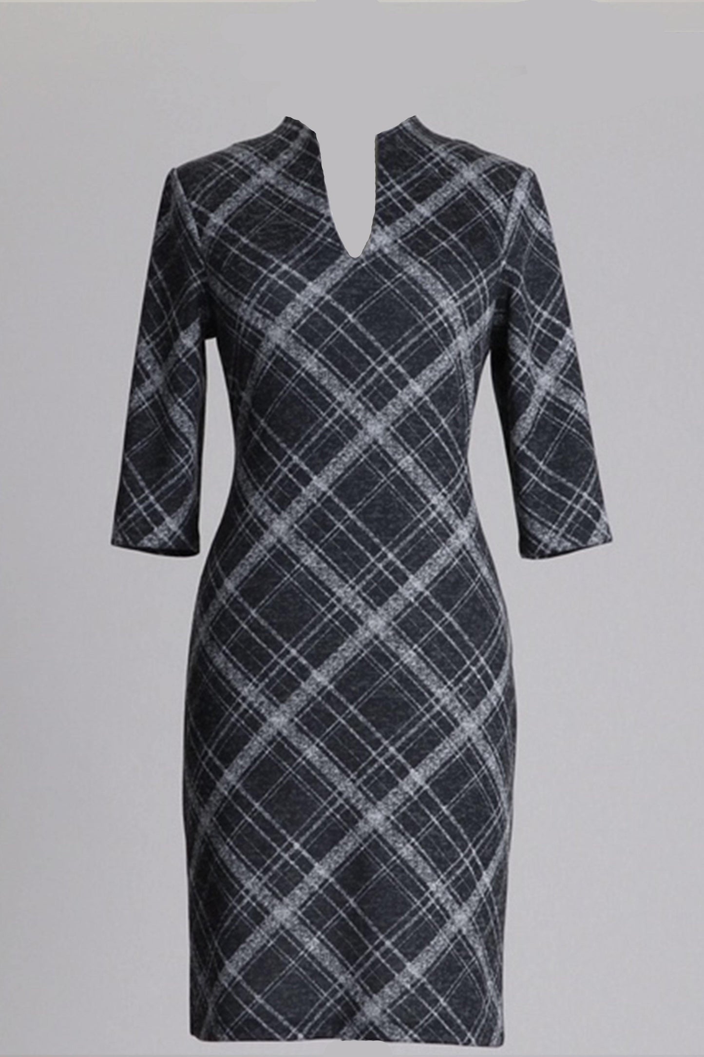 Connected Apparel Short Plus Size 3/4 Sleeve Dress - The Dress Outlet