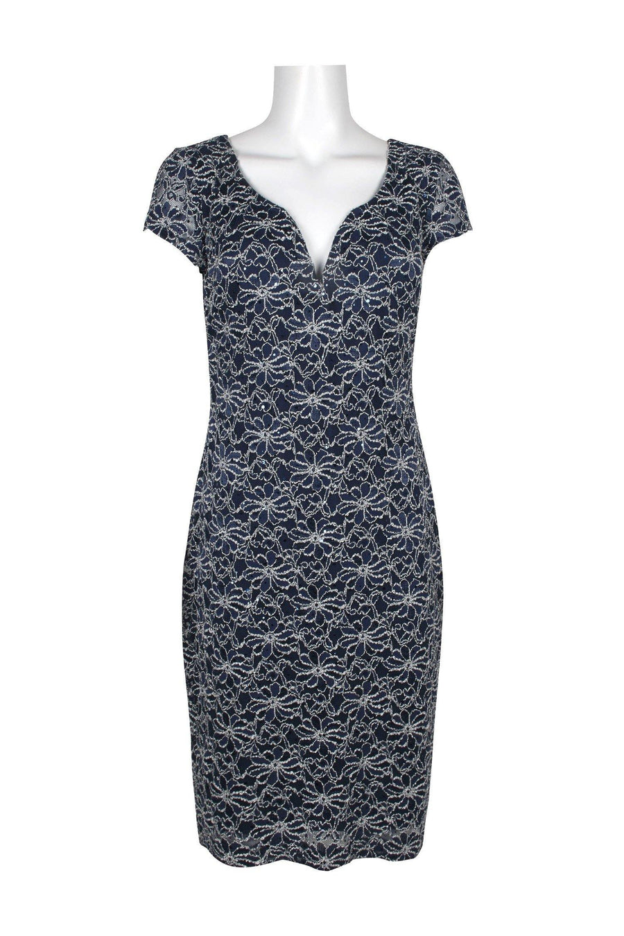 Connected Apparel Short Sleeve Bodycon Lace Dress - The Dress Outlet