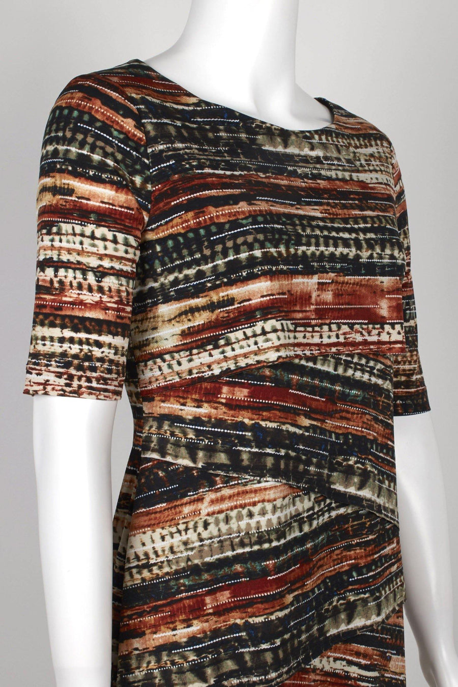 Connected Apparel Tiered Short Sleeve Cocktail Dress - The Dress Outlet