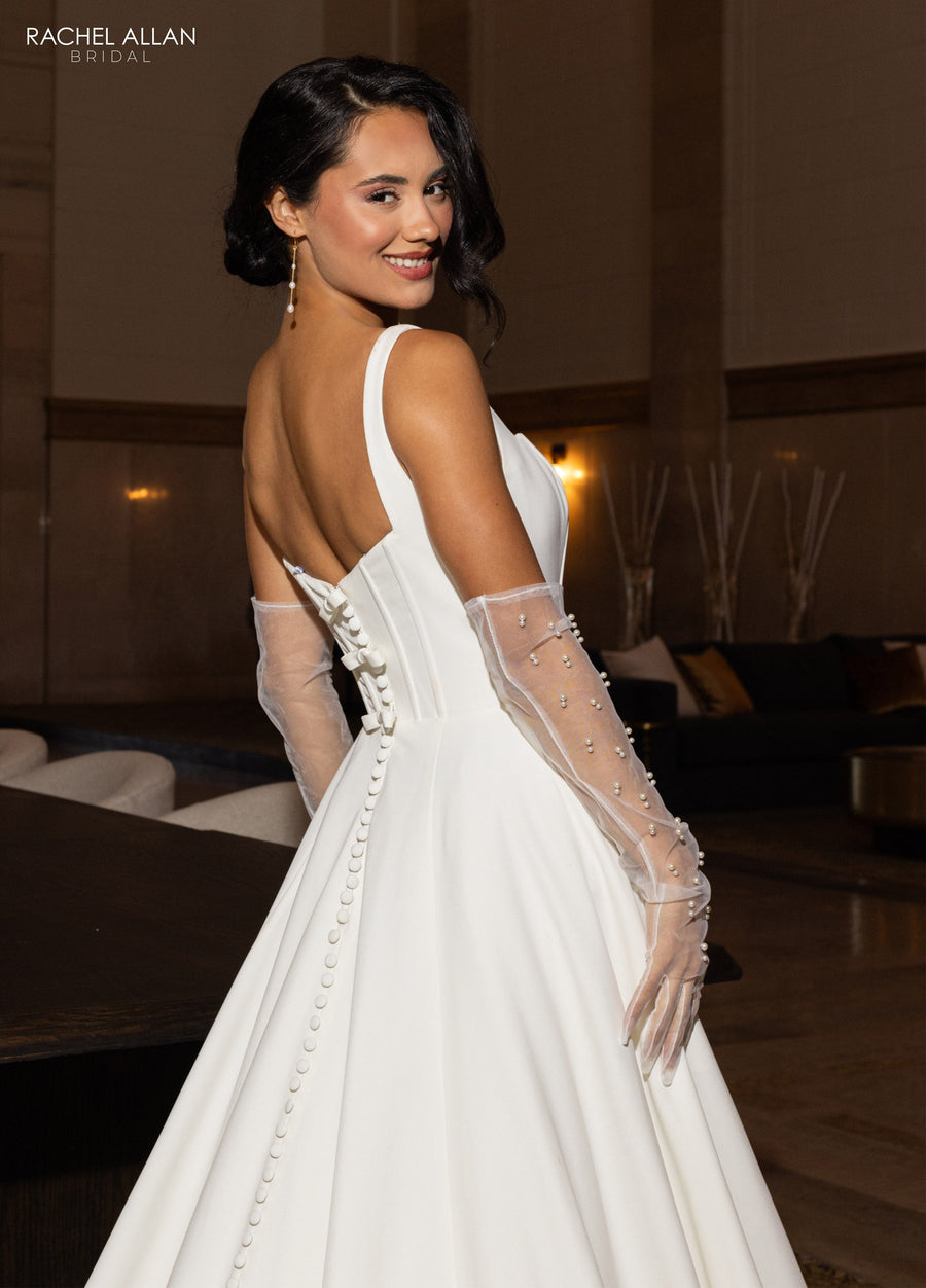 Wedding Dresses A Line Simple Long Wedding Dress Ivory Nude