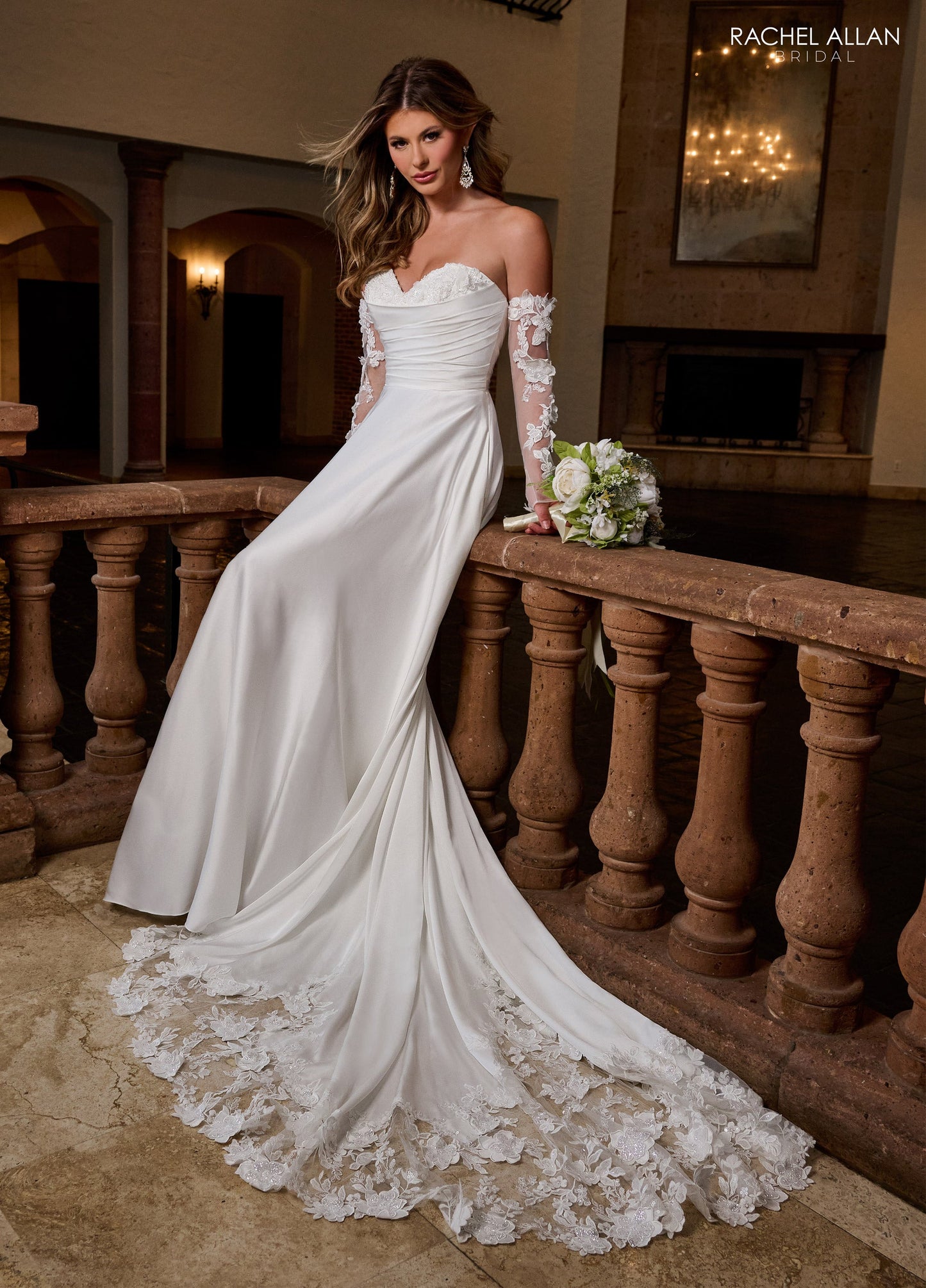 Wedding Dresses Bridal Gown Detachable Sleeves Long Wedding Dress Ivory