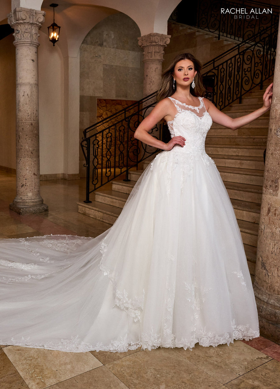 Wedding Dresses Glitter Long A Line Applique Wedding Dress White