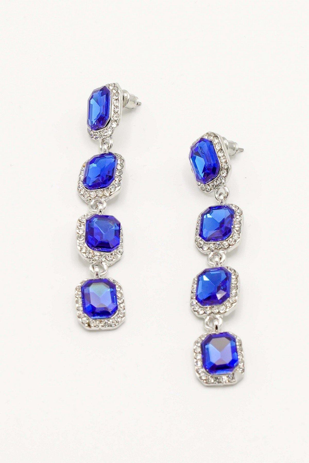 Crystal Clear Rhinestone Linear Drop Earrings - The Dress Outlet