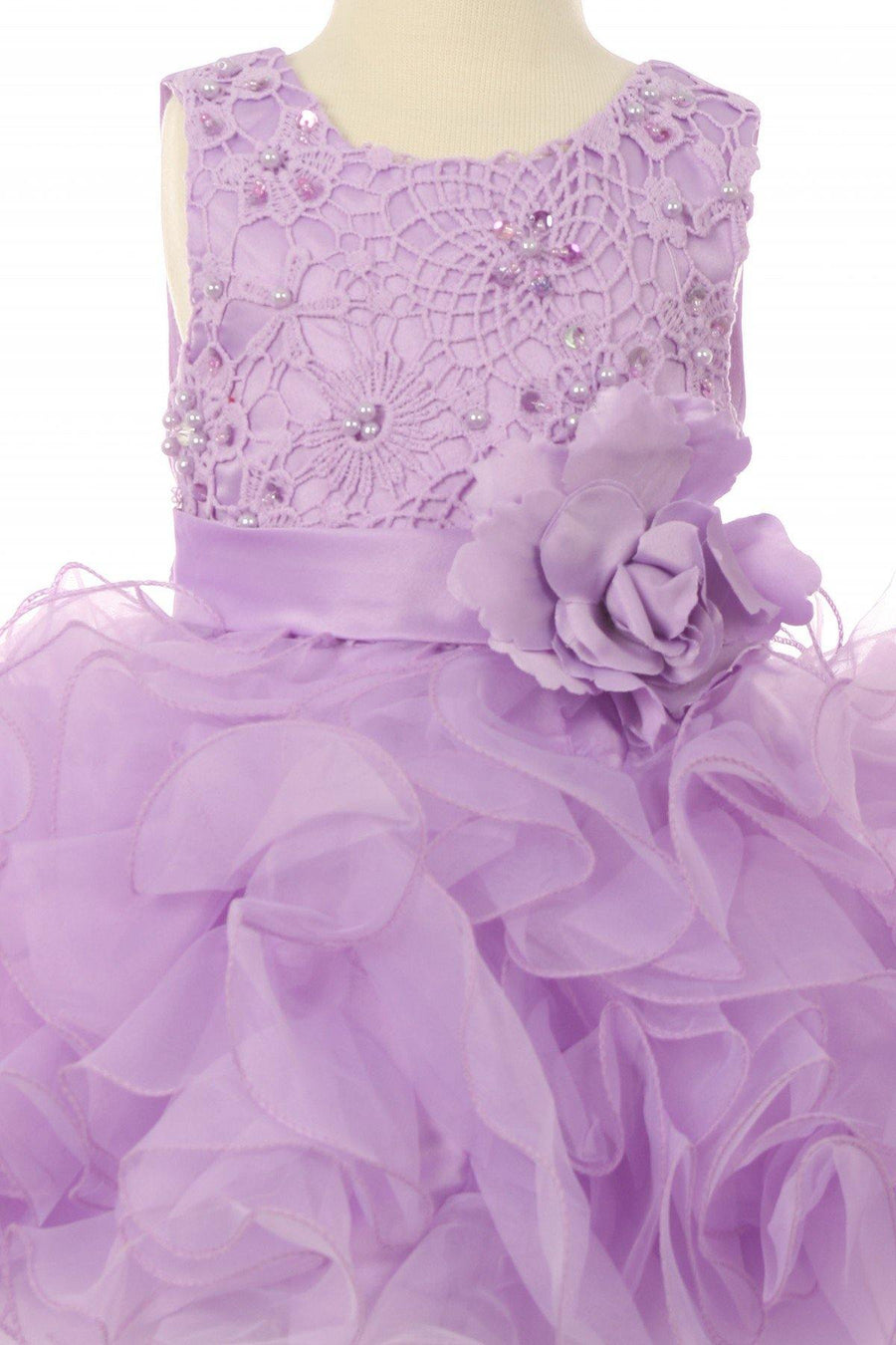 Cute Lace Sequin Top Ruffle Tulle Skirt Dress - The Dress Outlet Cinderella Couture