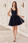 Cocktail Dresses Homecoming Short Sequin Applique Cocktail Dress Black