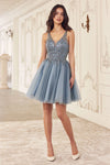 Cocktail Dresses Short A Line Cocktail Glitter Dress Smoky Blue