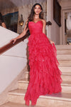Prom Dresses Long Formal Ruffled Prom Gown Azalea Pink