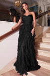 Prom Dresses Long Formal Ruffled Prom Gown Black