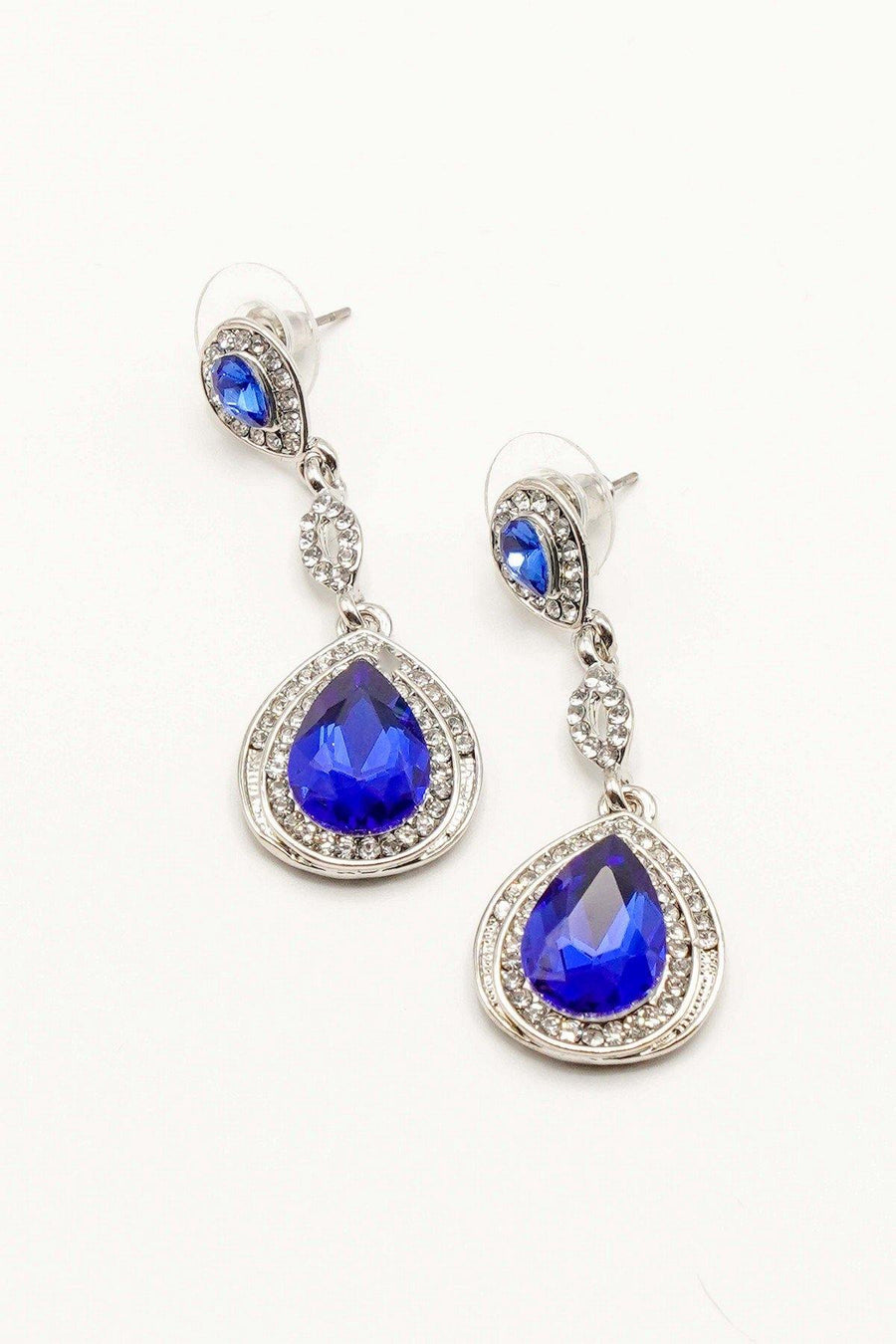 Dangle Clear Diamante Teardrop Rhinestone Earrings - The Dress Outlet