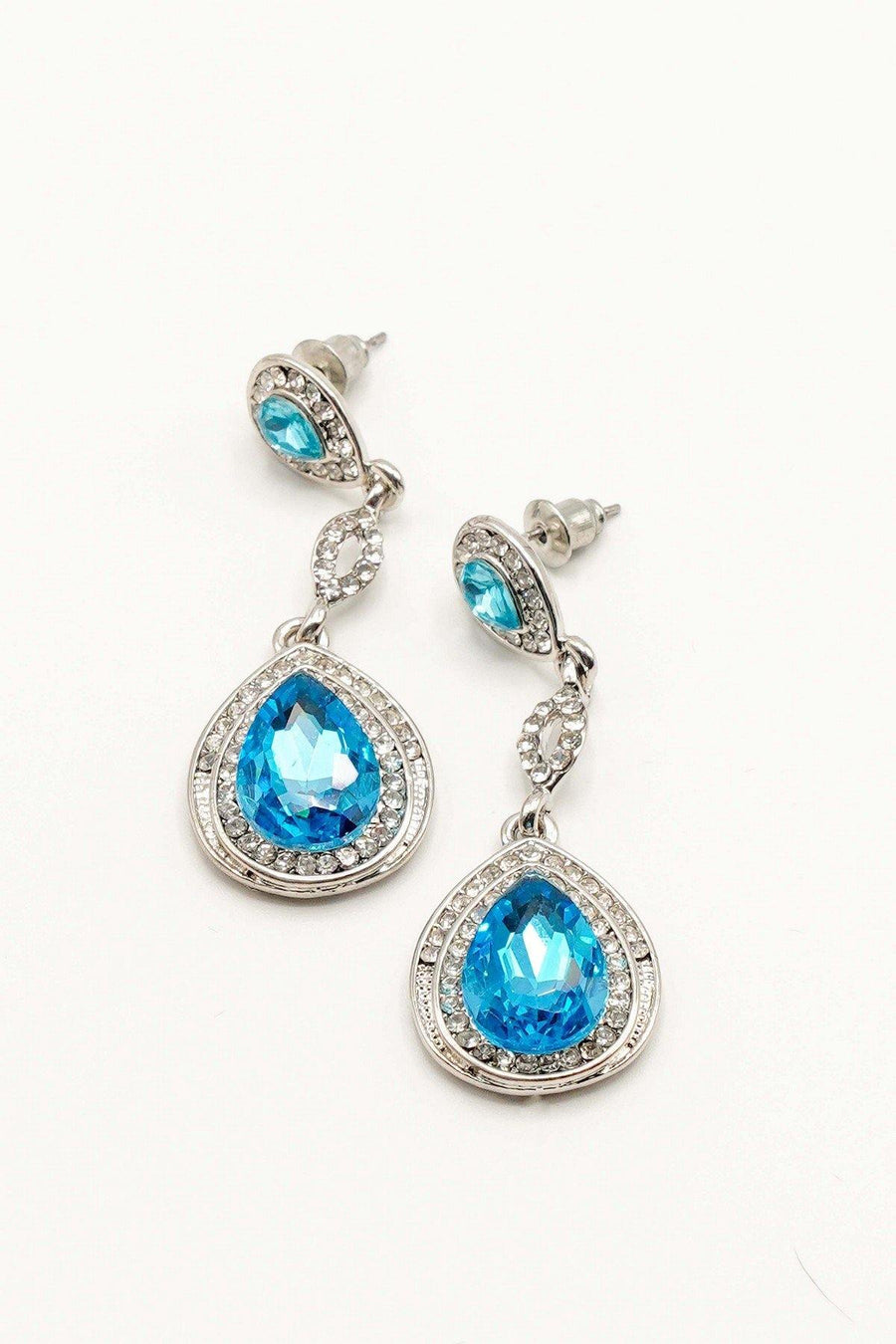 Dangle Clear Diamante Teardrop Rhinestone Earrings - The Dress Outlet