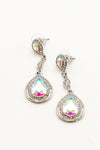 Dangle Clear Diamante Teardrop Rhinestone Earrings - The Dress Outlet