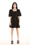 Cocktail Dresses Short Puff Shoulder Pattern Dress  Black