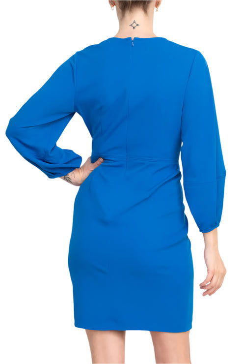 Cocktail Dresses Short Cocktail Long Sleeve Pleated Dress French Blue