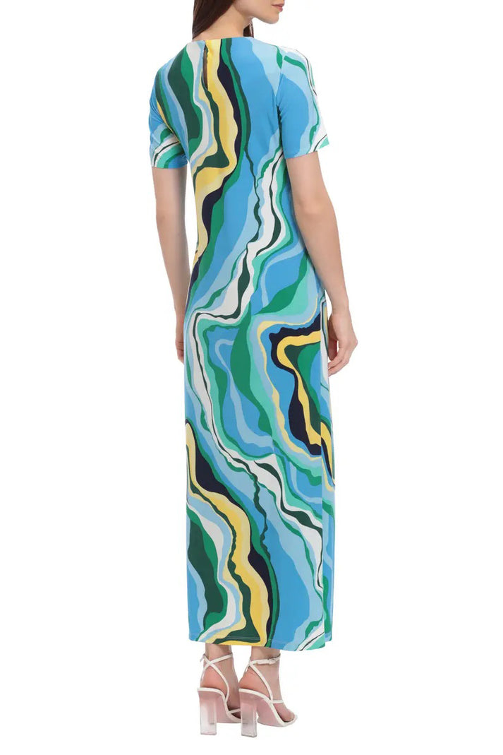 Formal Dresses Long Formal Printed Dress White Blue