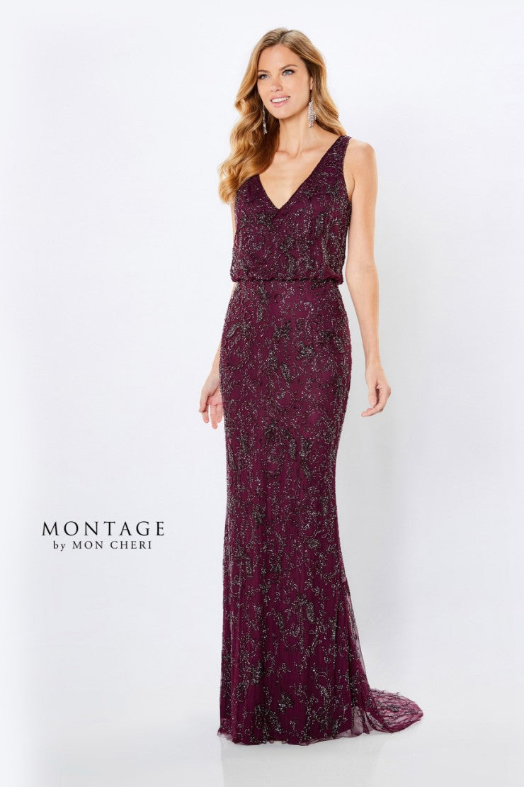 Formal Dresses Long Beaded Blouson Formal Dress Wine