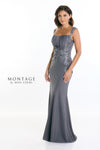 Formal Dresses Beaded Long Formal 3D Floral Applique Evening Dress Gunmetal