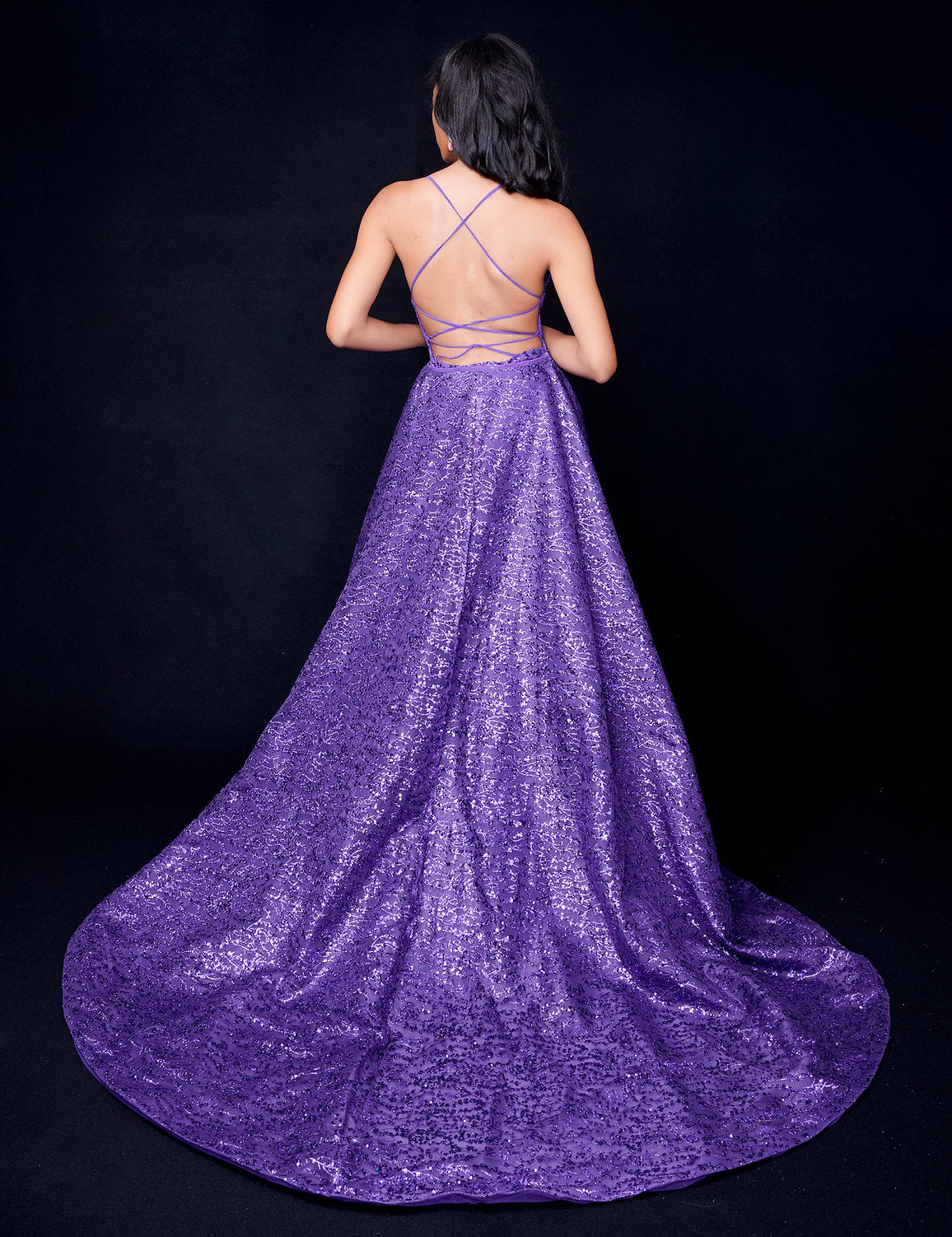 Prom Dresses Overskirt Long Ruffle Formal Prom Dress Purple
