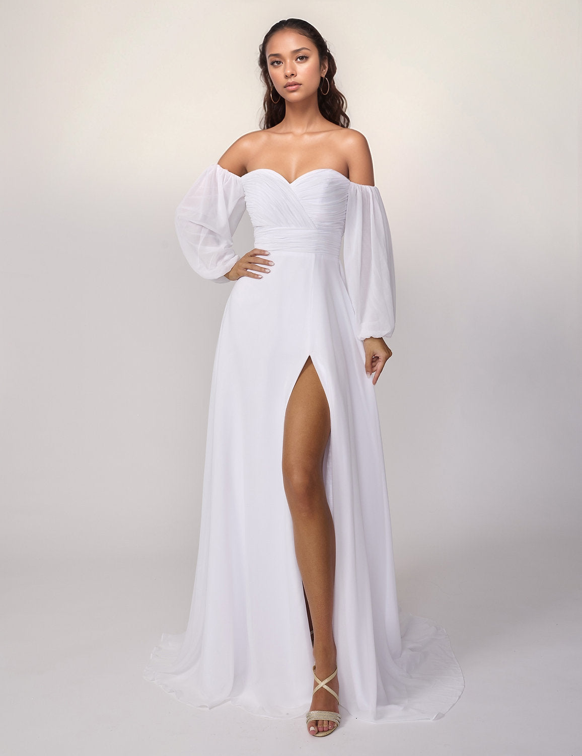 Wedding Dresses Long Slit Bridal Gown Wedding Dress Ivory