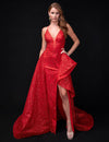 Prom Dresses Overskirt Long Ruffle Formal Prom Dress Red