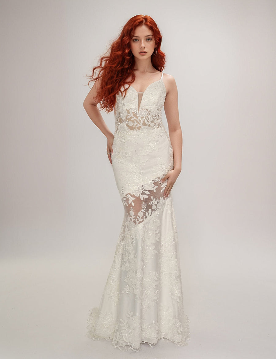 Wedding Dresses Long Simple Wedding mermaid Dress Ivory