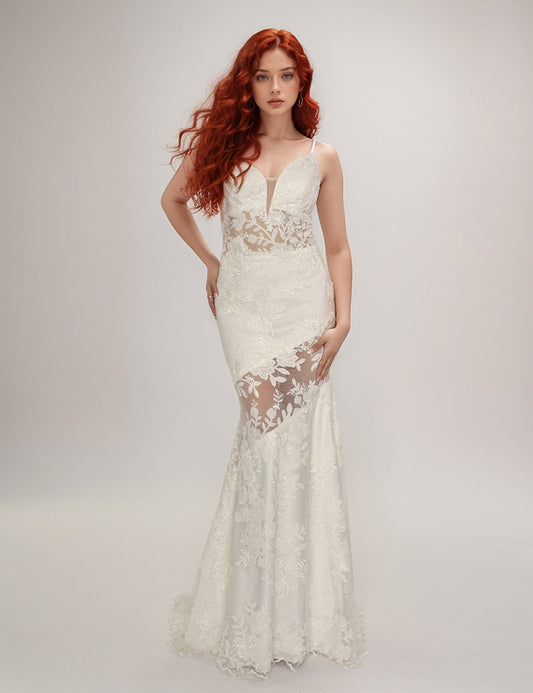 Wedding Dresses Long Simple Wedding mermaid Dress Ivory