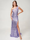 Prom Dresses Fitted Formal Prom Long Sequin Dress Lilac