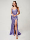 Prom Dresses Mermaid Long Formal Slit Prom Dress Purple