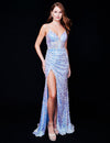 Prom Dresses Long Formal Slit Prom Sequin Dress Lilac/Periwinkle