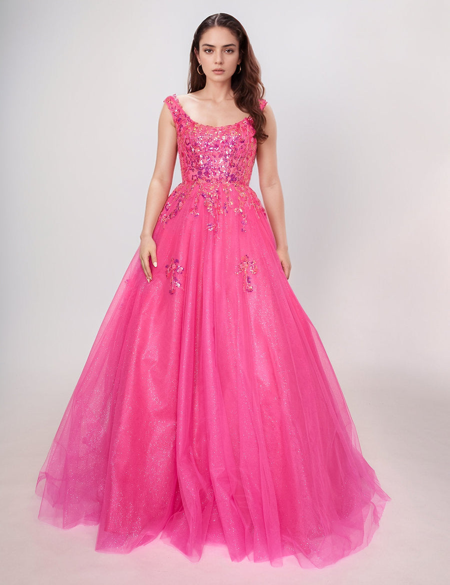 Prom Dresses Long Prom Glitter Formal Dress Fuchsia