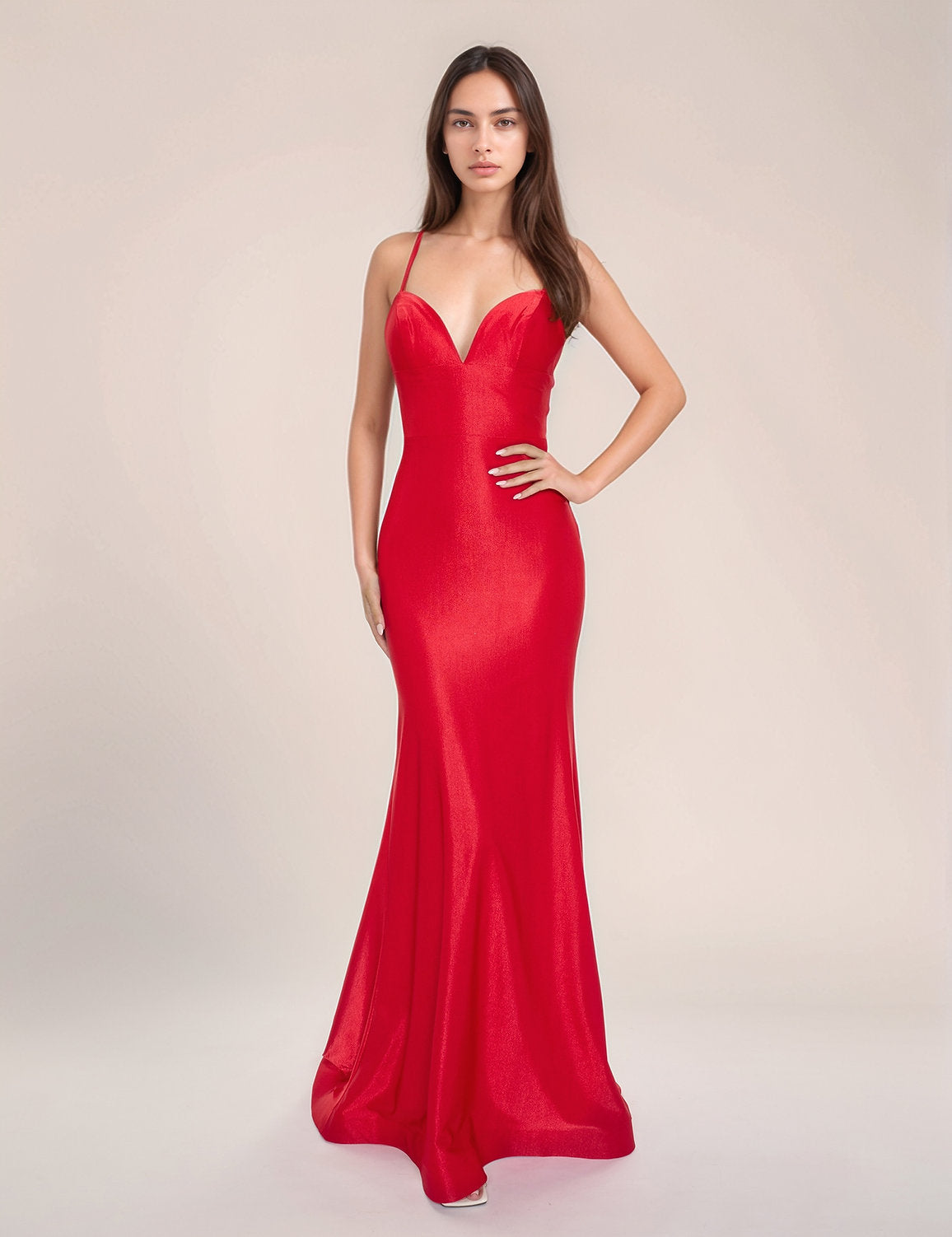 Prom Dresses Fitted Long Mermaid Formal Prom Dress Red