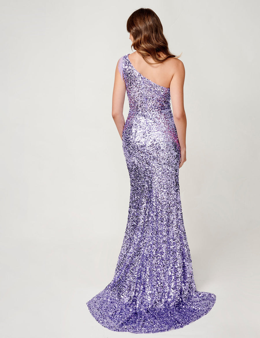 Prom Dresses Fitted Formal Prom Long Sequin Dress Lilac