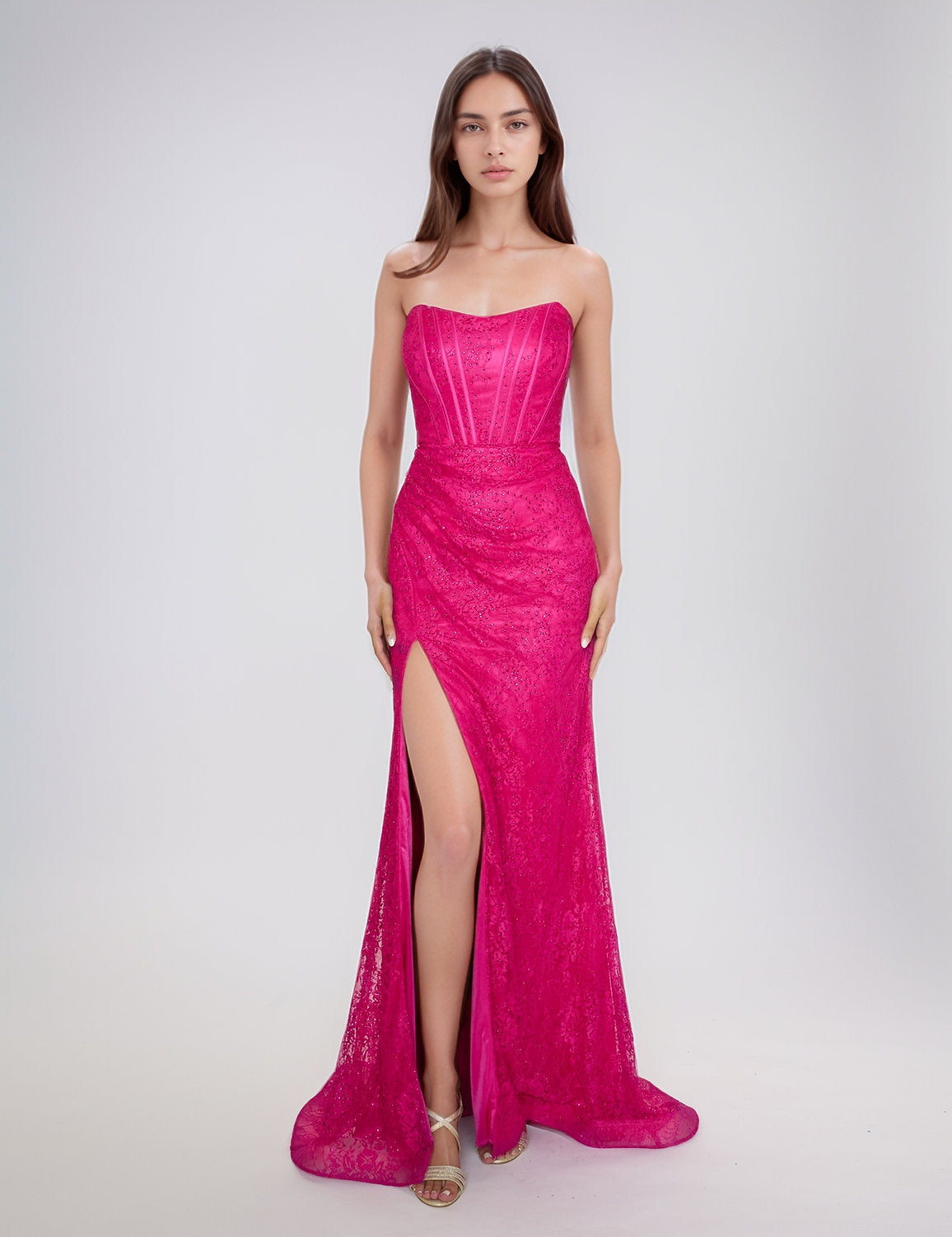 Prom Dresses Long Evening Formal Prom Slit Dress Magenta