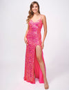 Prom Dresses Fitted Long Formal Prom Sequin Dress Fuchsia