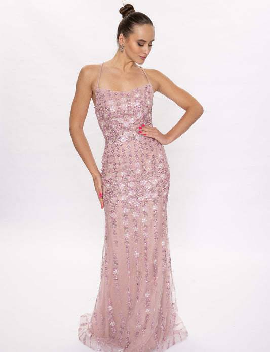 Prom Dresses Fitted Formal Long Prom Evening Dress Mauve