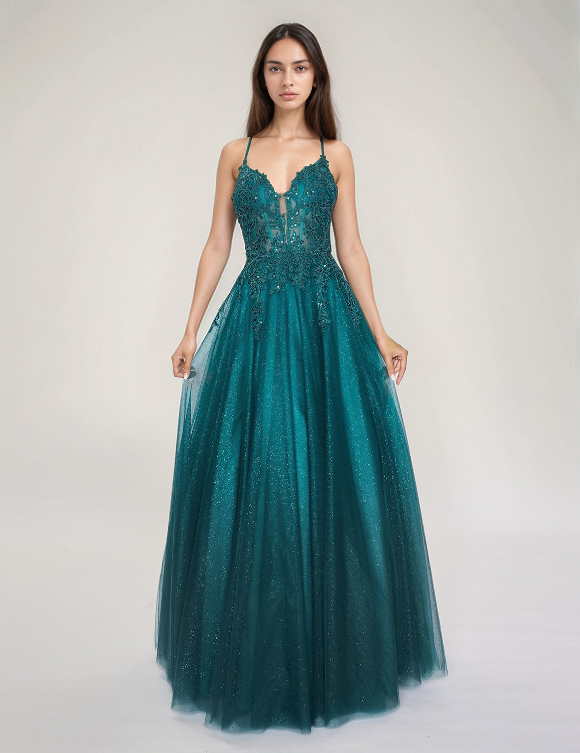 Prom Dresses Formal Long Prom A Line Dress Emerald