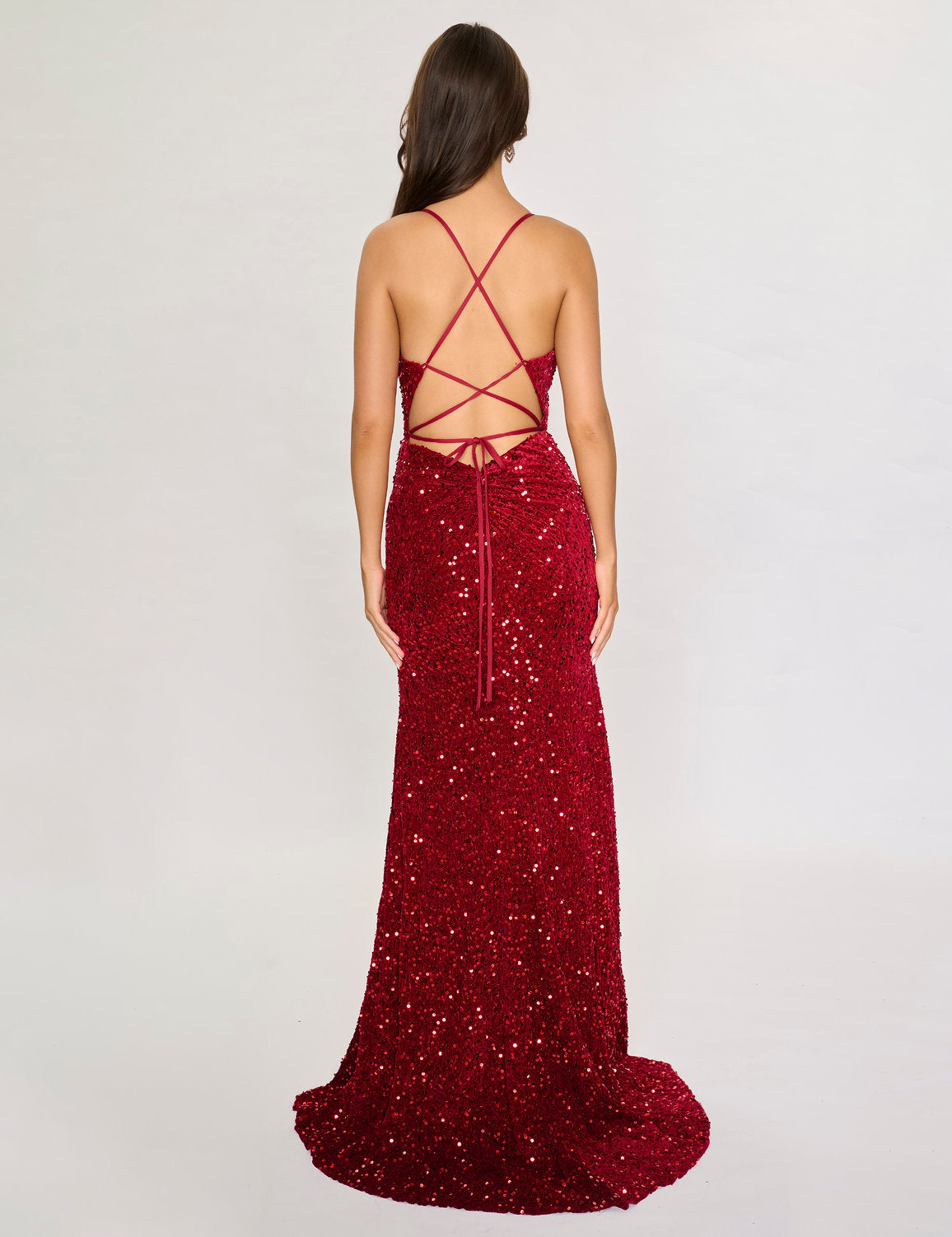 Prom Dresses Long Fitted Formal Sequin Prom Dress Burgundy