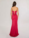Prom Dresses Fitted Long Formal Prom Pleated Dress Burgundy