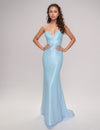 Prom Dresses Fitted Long Mermaid Formal Prom Dress Light Blue