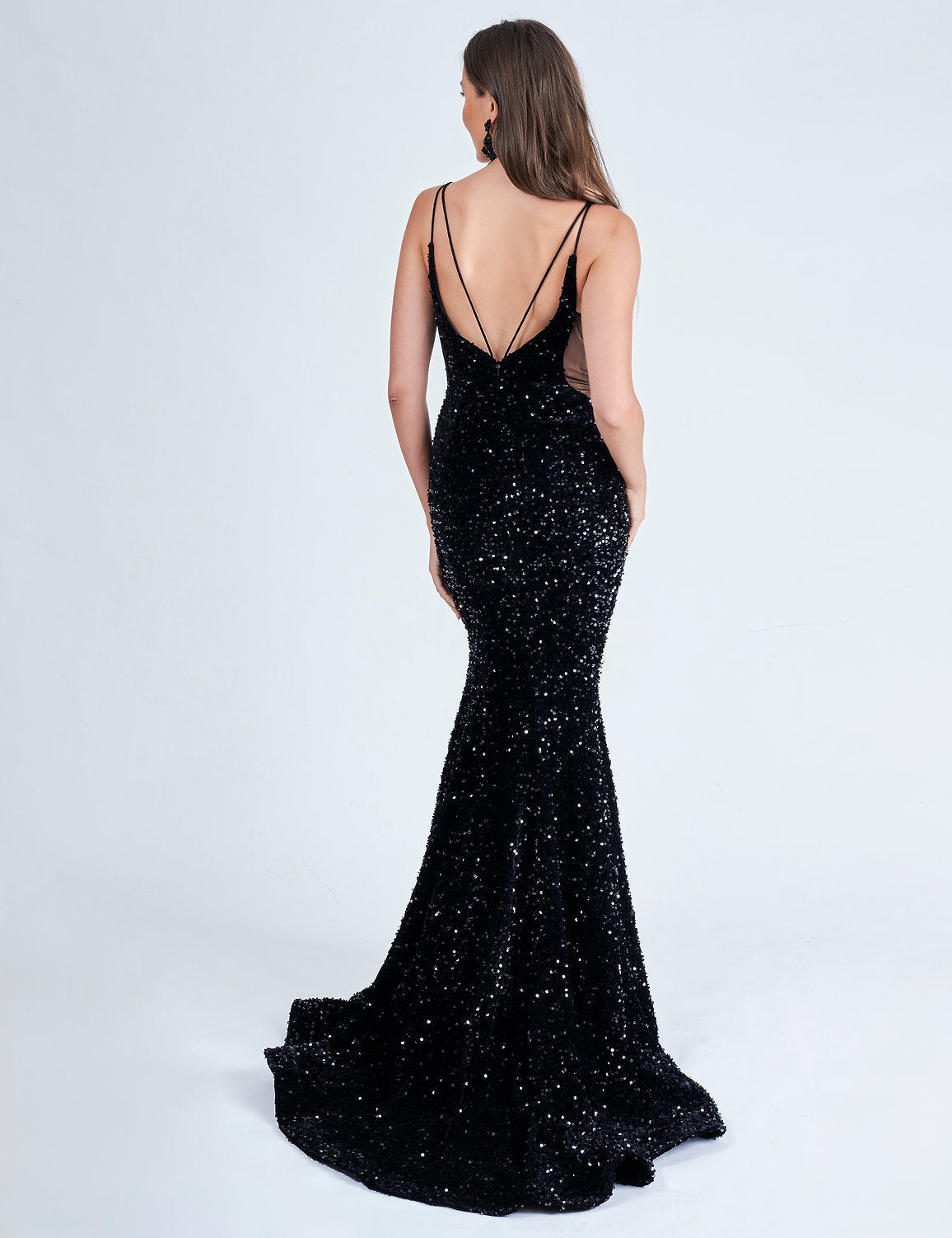 Prom Dresses Prom Long Velvet Sequin Formal Mermaid Dress Black