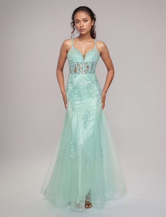 Prom Dresses Long Formal Prom Glitter Dress Mint