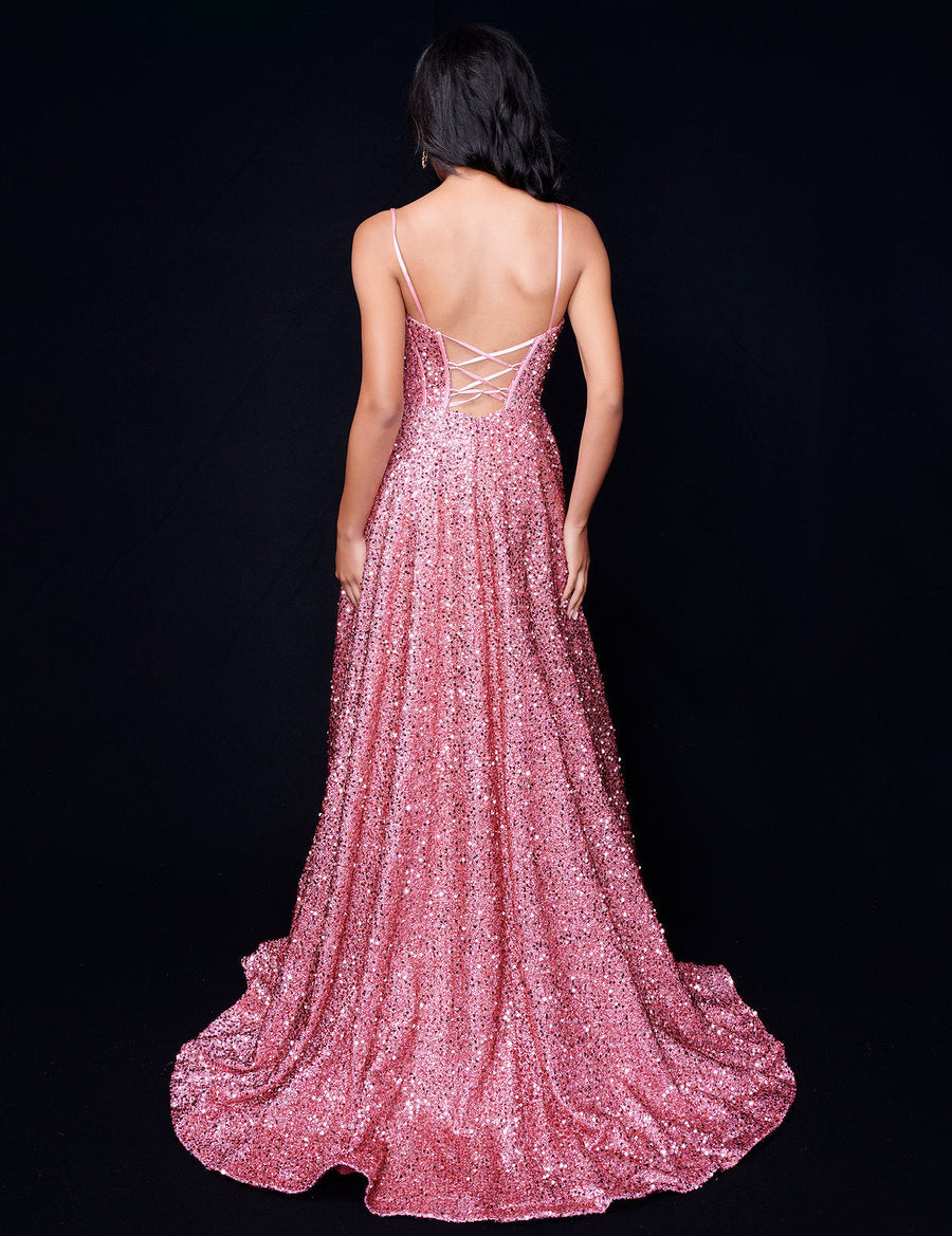 Prom Dresses Sequin Long Formal Slit Prom Dress Cinnamon Rose