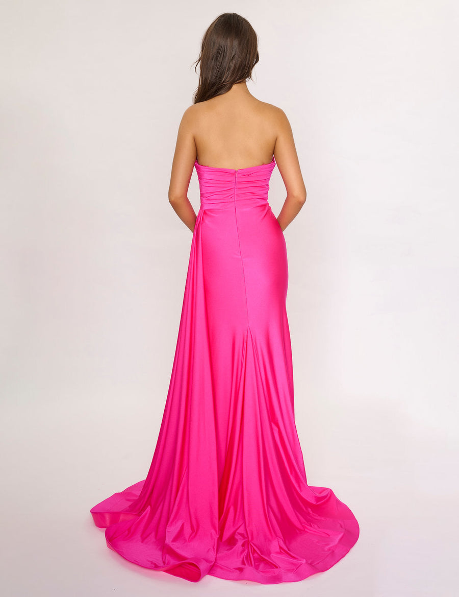 Prom Dresses Prom Long Pleated Formal Evening Dress Hot Pink