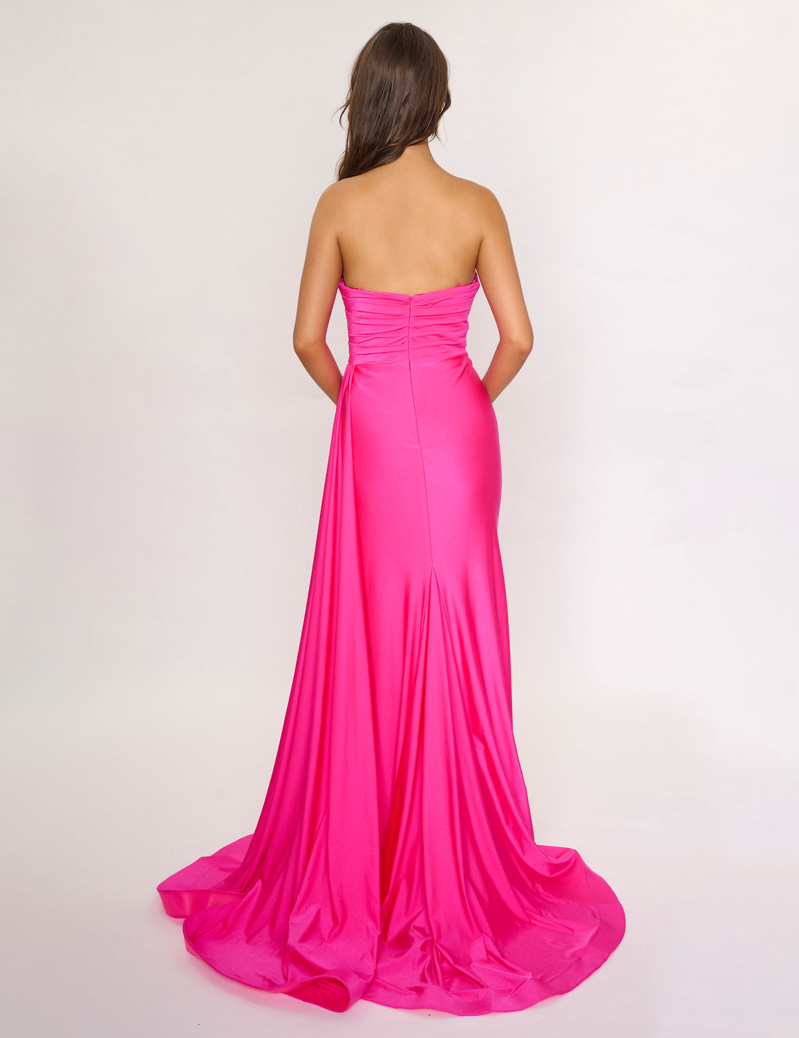 Prom Dresses Prom Long Pleated Formal Evening Dress Hot Pink
