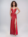 Prom Dresses Long Slit Formal Prom Sequin Dress Red