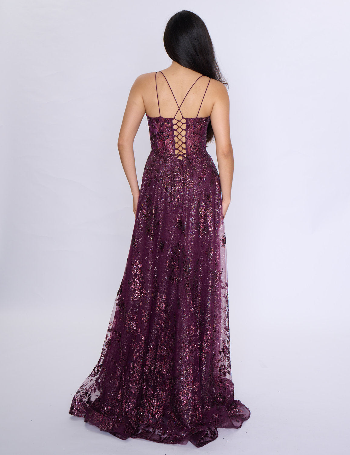 Prom Dresses A Line Long Formal Prom Glitter Dress Mulberry